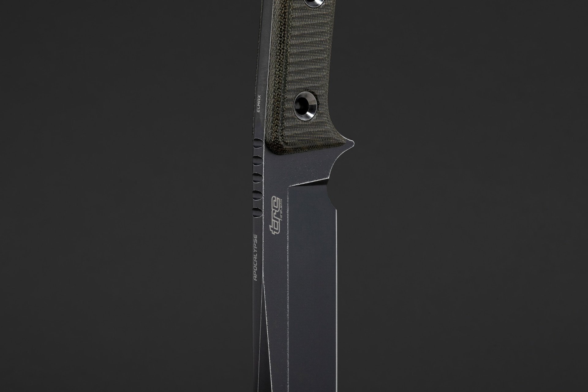TRC knife detail view 2 showing blade detail and steel finish