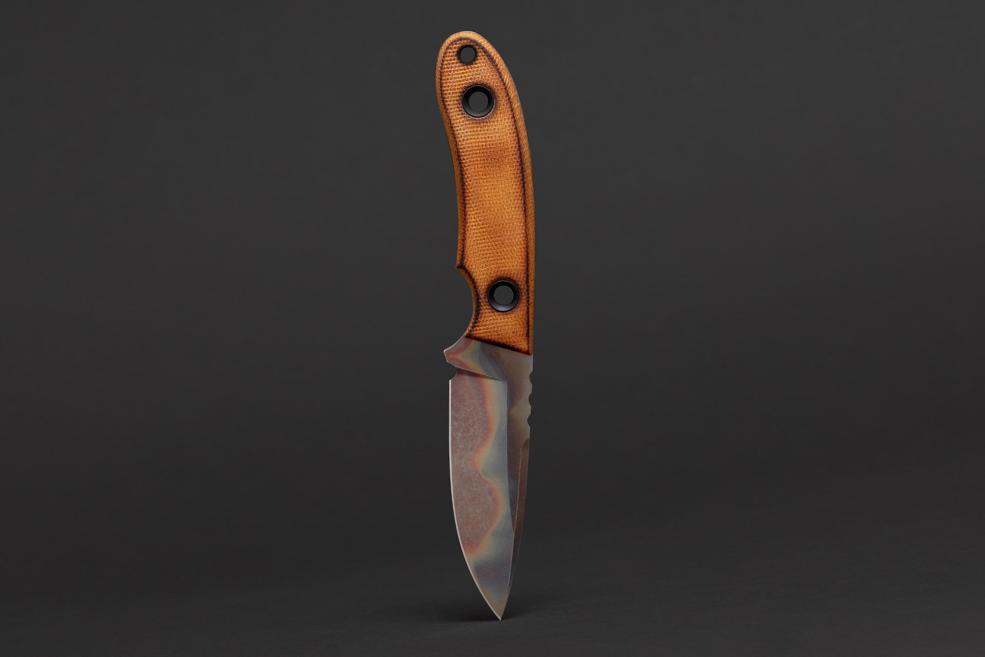 TRC knife detail view 2 showing blade detail and steel finish