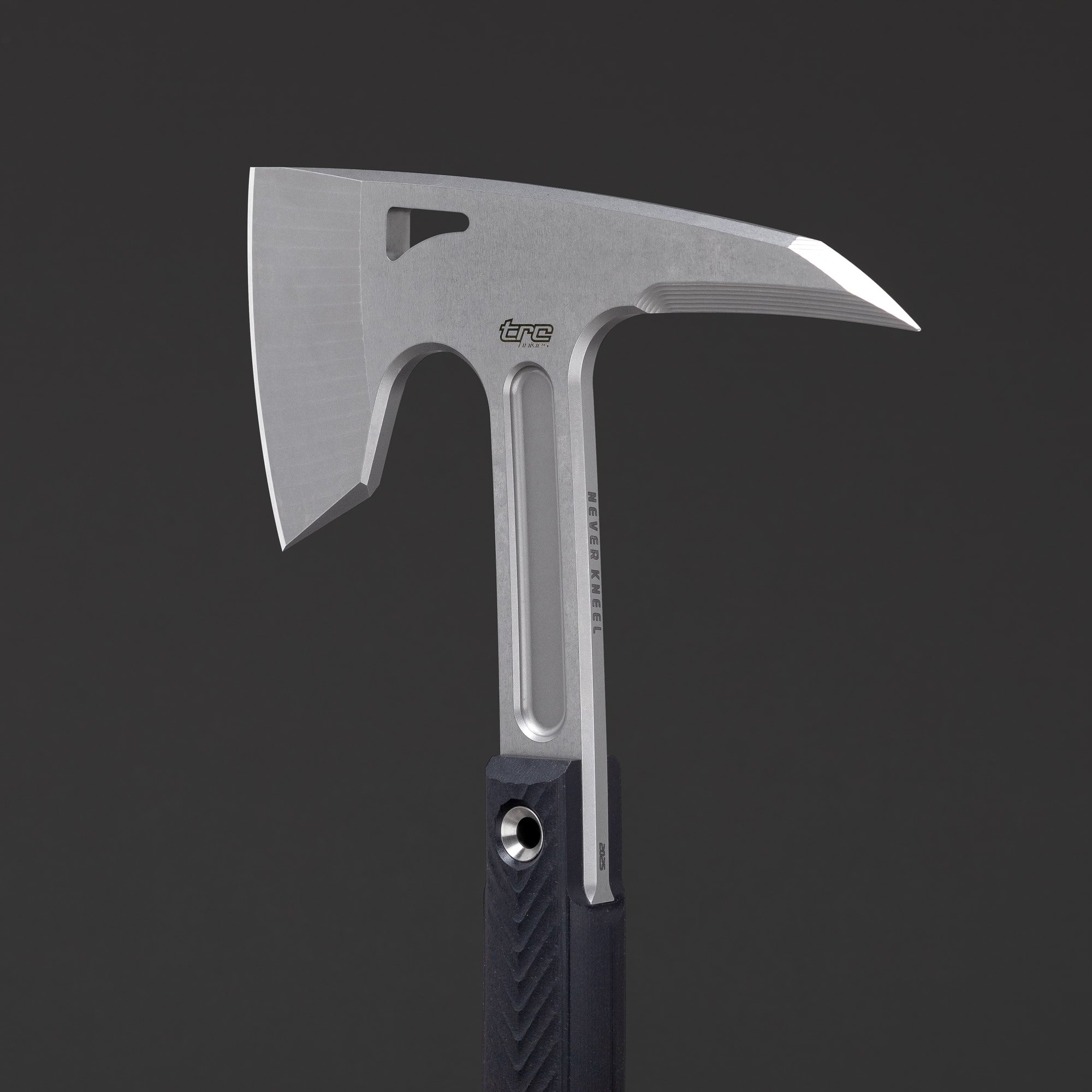 TRC knife detail view 2 showing blade detail and steel finish