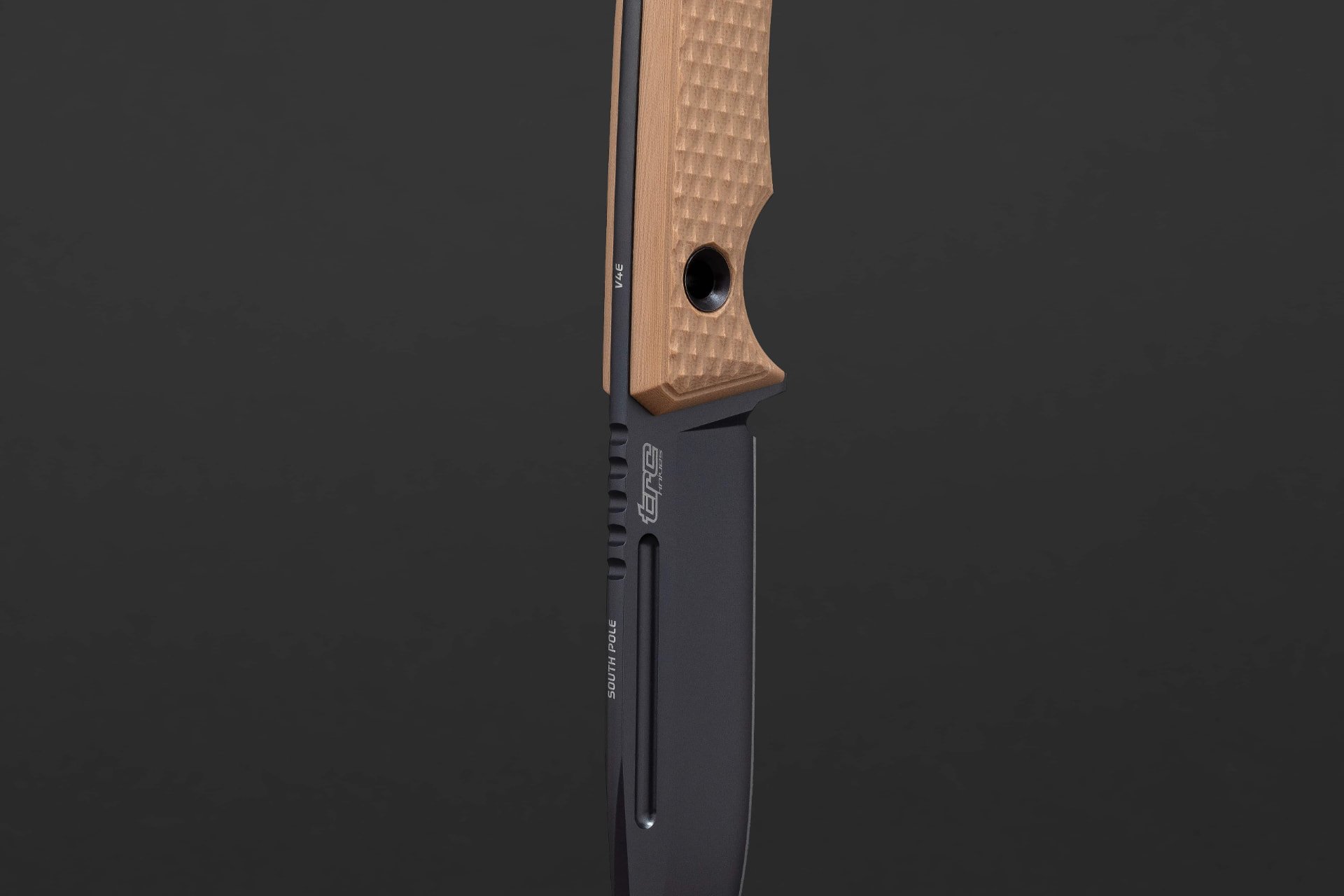 TRC knife detail view 3 showing handle ergonomics and material